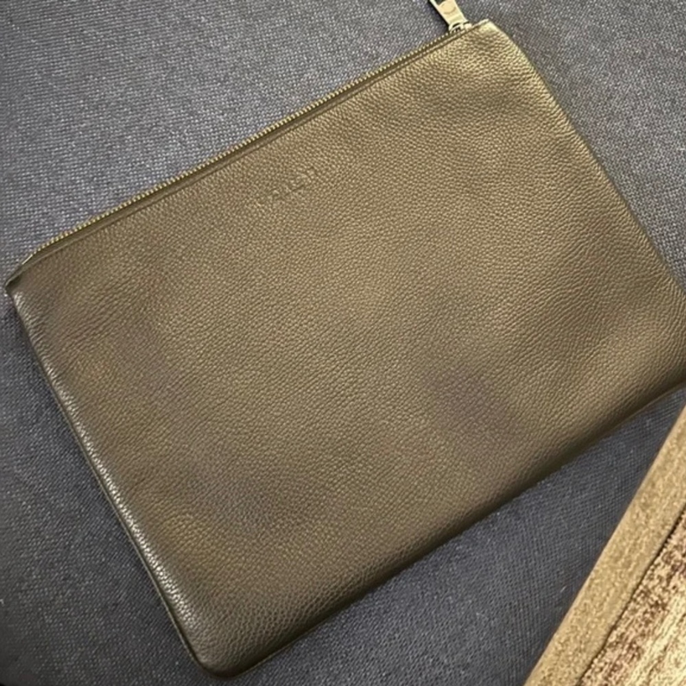 Coach Tech Pouch in Black Pebbled Leather 12” W x 8.5” H